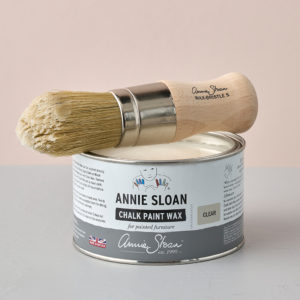 Product Shot of Annie Sloan Clear Wax Tin and Wax Brush