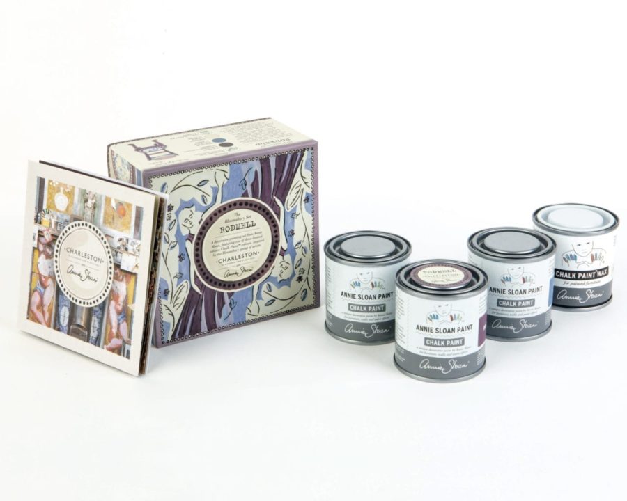 Annie Sloan with Charleston Decorative Paint Set in Rodmell, Greek Blue and Original