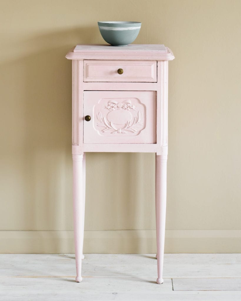 Side table painted with Chalk Paint® in Antoinette, a soft pale pink