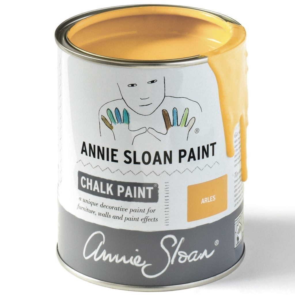 1 litre tin of Arles Chalk Paint® furniture paint by Annie Sloan, a light, glowing orange-yellow