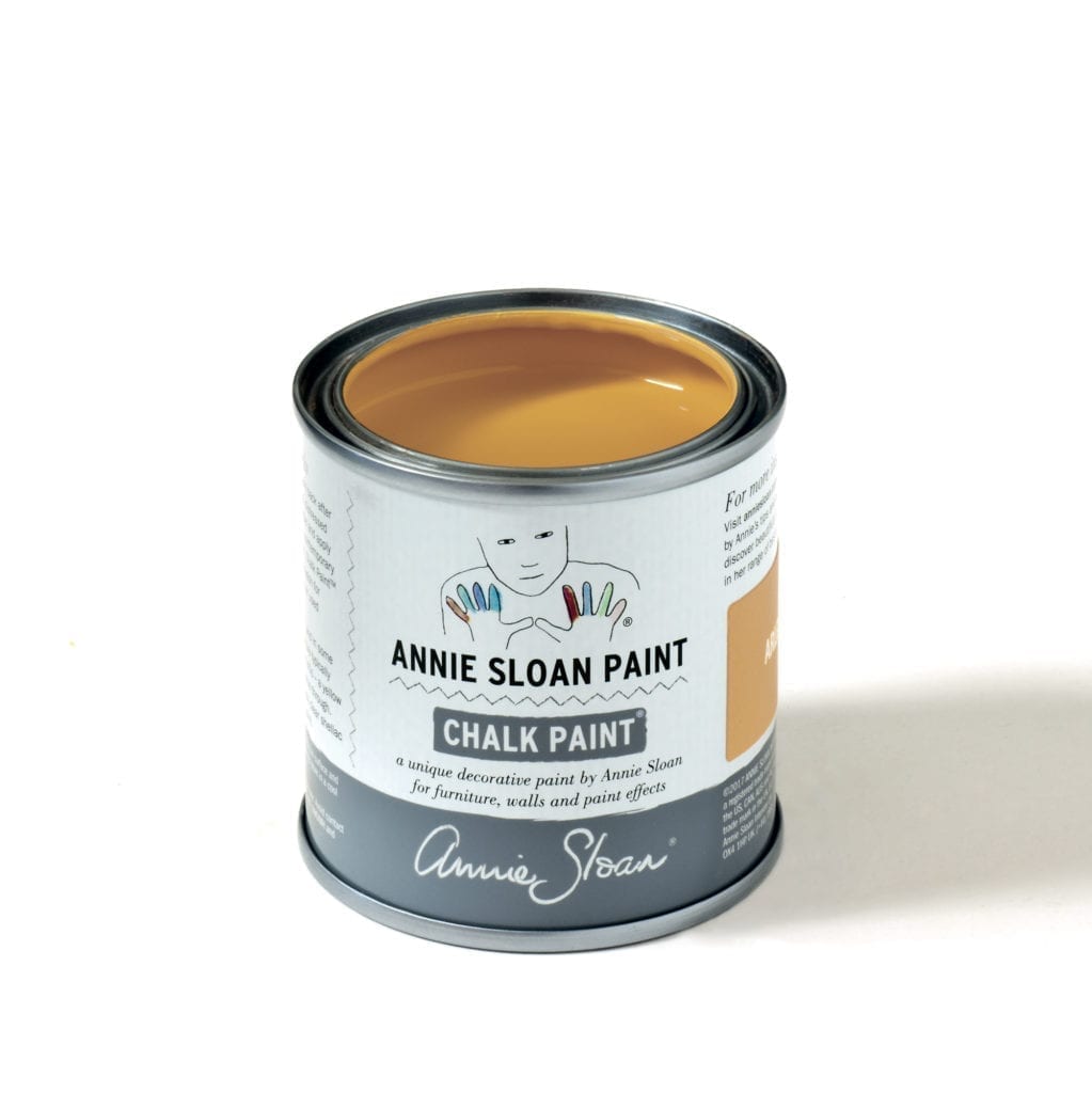 120ml tin of Arles Chalk Paint® furniture paint by Annie Sloan, a light, glowing orange-yellow
