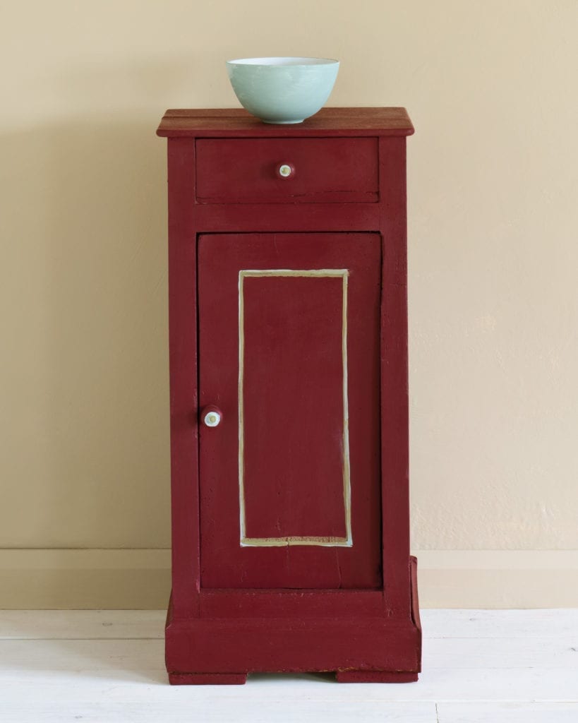 Side table painted with Chalk Paint® in Burgundy, a rich deep warm red