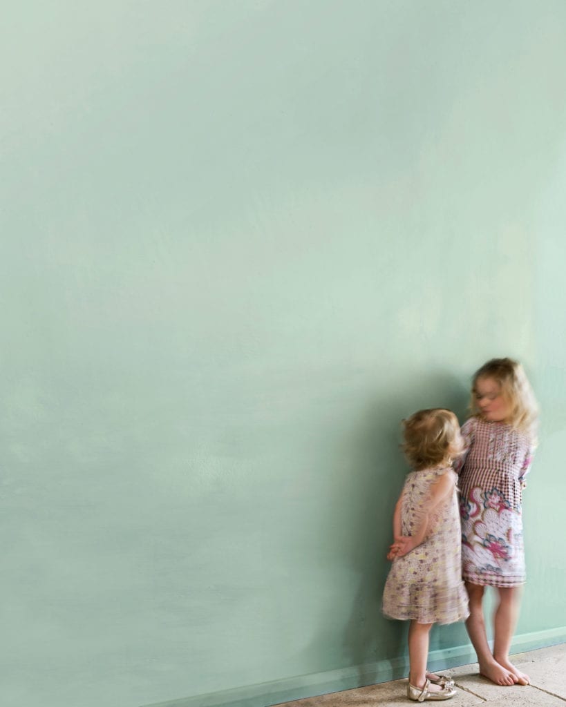 Wall painted with Wall Paint by Annie Sloan in Duck Egg Blue, a greenish soft blue
