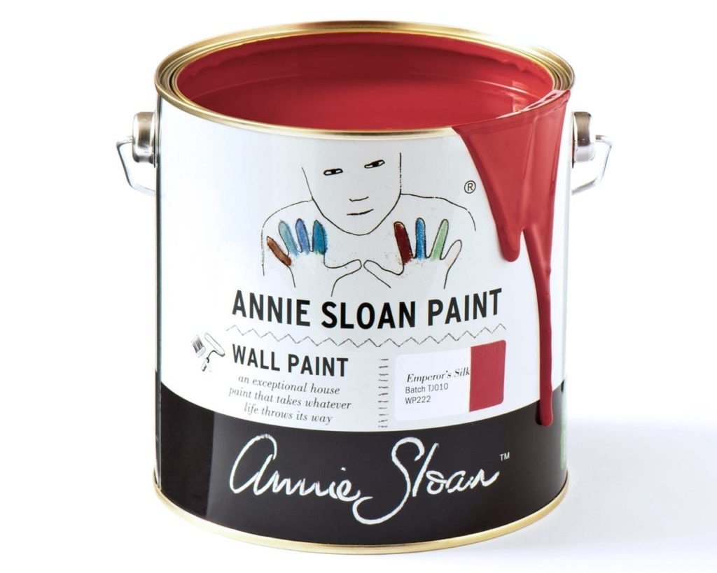 2.5 litre tin of Wall Paint by Annie Sloan in Emperor's Silk, a bright, pure red
