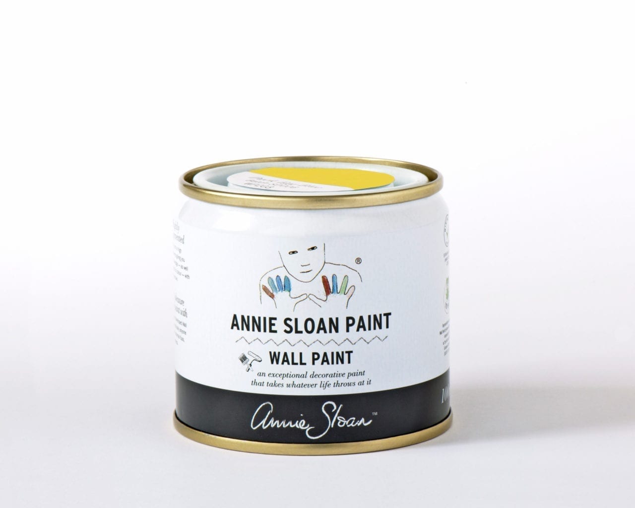100ml tester tin of Wall Paint by Annie Sloan in English Yellow, a bright traditional yellow
