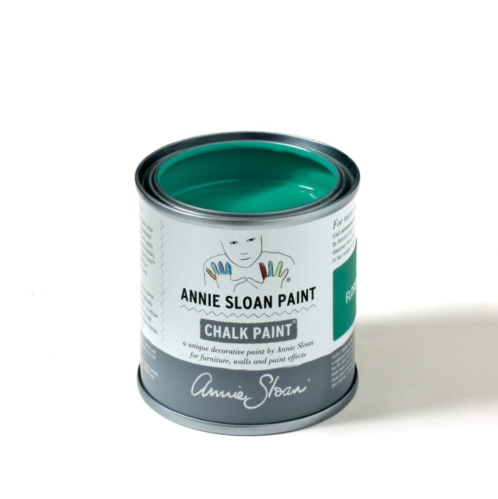 120ml tin of Florence Chalk Paint® furniture paint by Annie Sloan, a bright coppery green colour