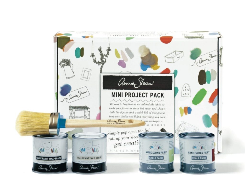The Mini Project Pack by Annie Sloan includes two Chalk Paint® colours and Waxes of your choice and a Chalk Paint® Brush
