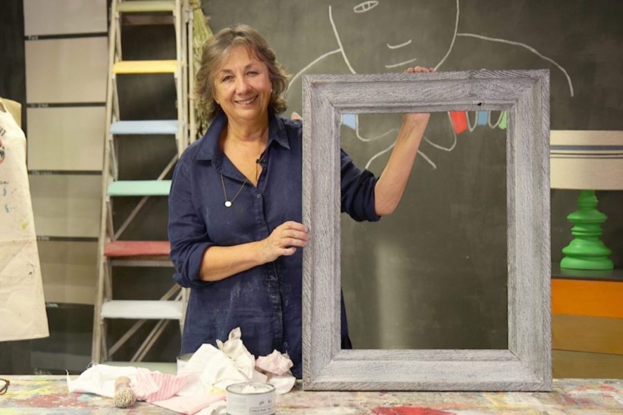 Annie Sloan with a limed-look White Chalk Paint® Wax oak frame