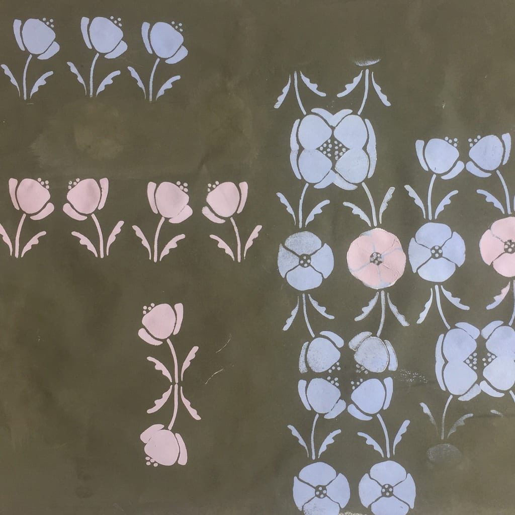 Arctic Poppy Stencilled Wall painted with Chalk Paint® by Annie Sloan