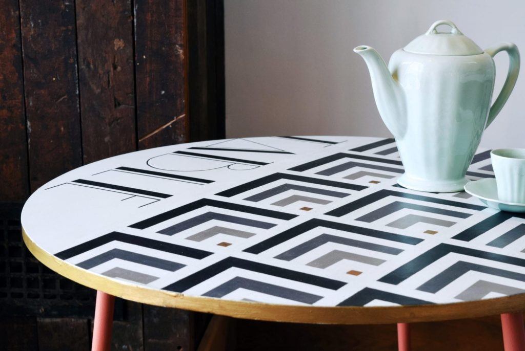 Art Deco Chevron Table by Annie Sloan Painter in Residence Jonathon Marc Mendes painted with Chalk Paint®