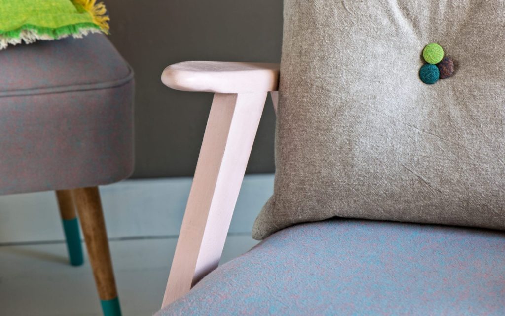 Contemporary Urban Upholstered Chair in Linen Union and Chalk Paint® by Annie Sloan and Wall Paint in French Linen