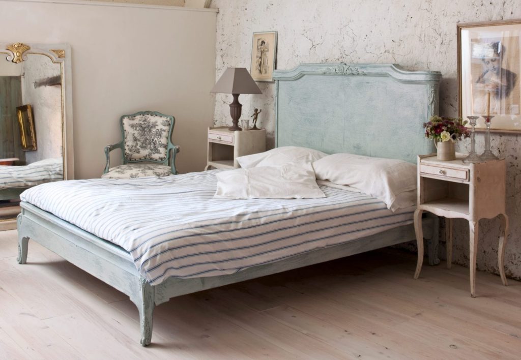 French bedroom in Annie Sloan's Normandy Farmhouse painted in a myriad of Chalk Paint® effects