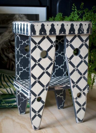 Moroccan stool by Annie Sloan Painter in Residence Jeanie Simpson painted with Chalk Paint®