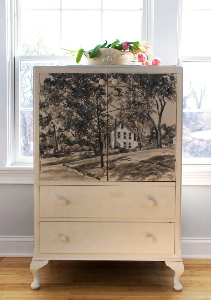 Painterly Cabinet by Annie Sloan Painter in Residence Karen Donnelly painted with Chalk Paint® in Old Ochre