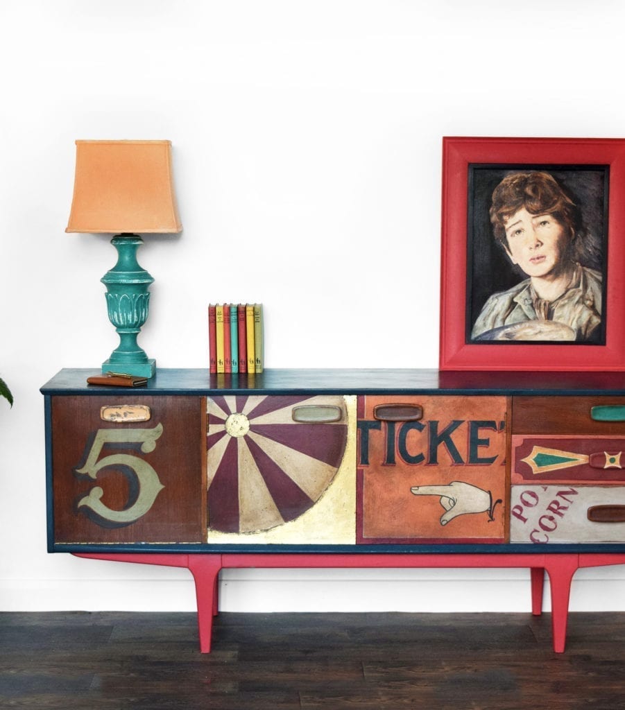 Vintage Circus Sideboard by Annie Sloan Painter in Residence Jonathon Marc Mendes painted with Chalk Paint®