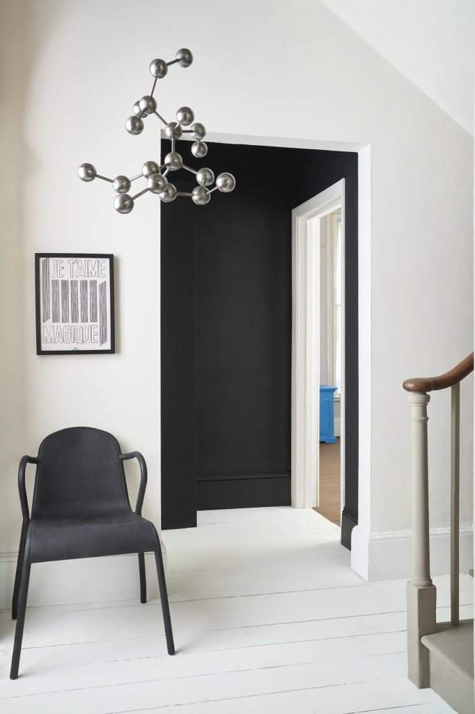 Annie Sloan Wall Paint in Athenian Black and Pure used in Hallway featuring Chalk Paint Chair