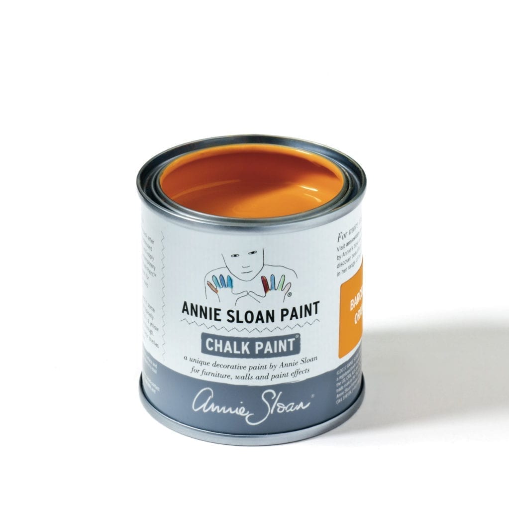 120ml tin of Barcelona Orange Chalk Paint® furniture paint by Annie Sloan, a warm and vivacious orange