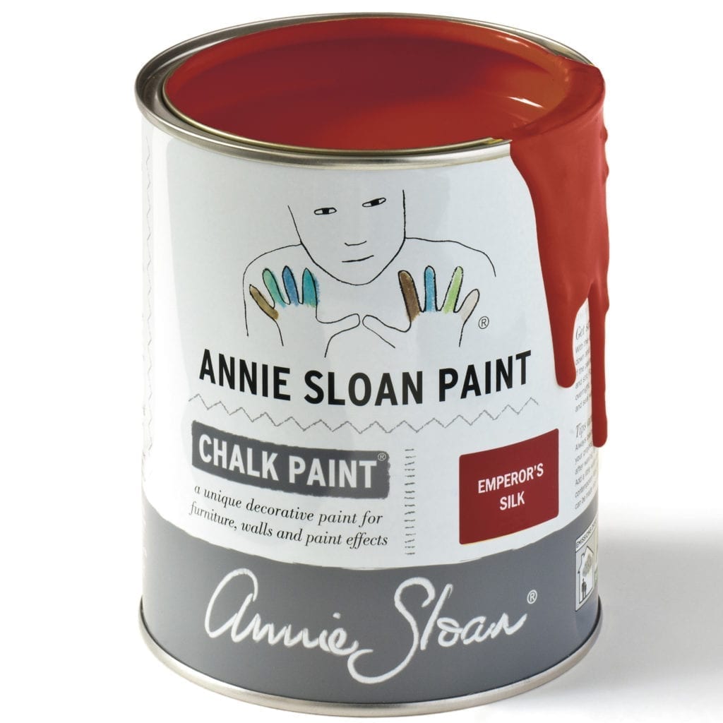 1 litre tin of Emperor's Silk Chalk Paint® furniture paint by Annie Sloan, a bright, pure red