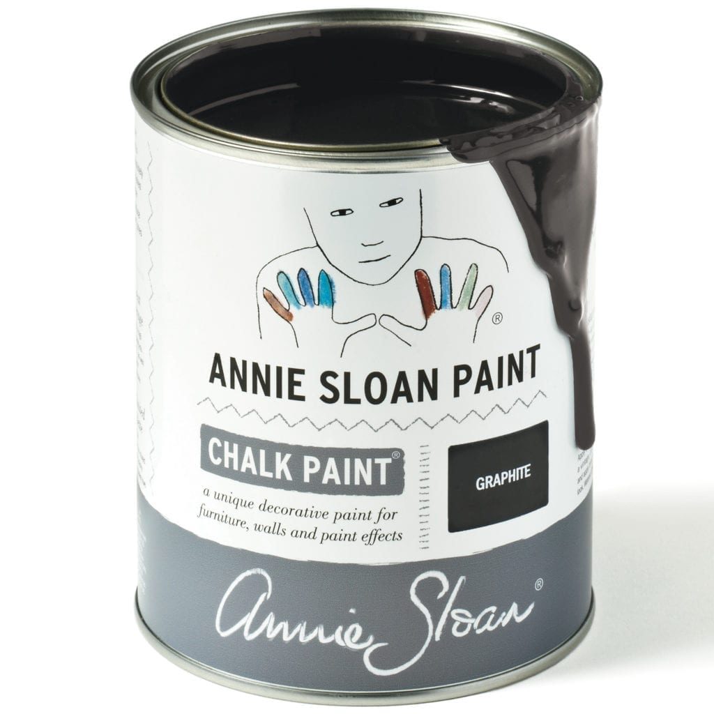 1 litre tin of Graphite Chalk Paint® furniture paint by Annie Sloan, a soft charcoal grey black