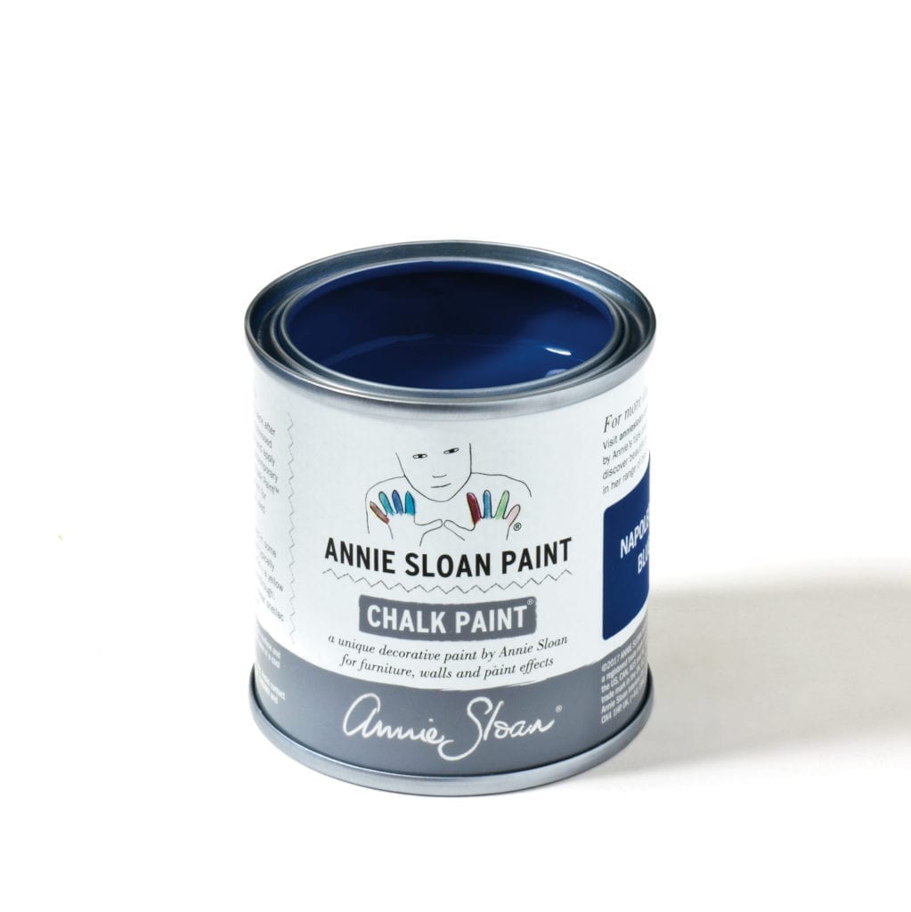 120ml tin of Napoleonic Blue Chalk Paint® furniture paint by Annie Sloan, a rich deep cobalt blue