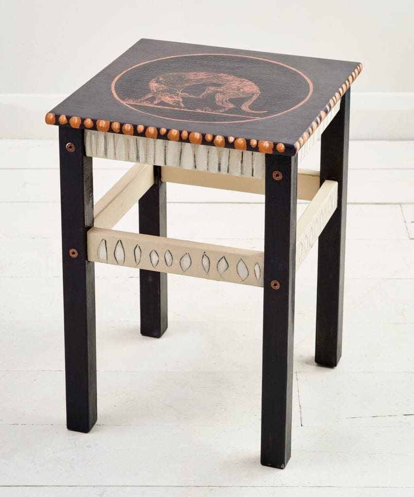IKEA stool painted with Chalk Paint® furniture paint by Annie Sloan in Athenian Black, inspired by Ancient Greek pottery from the Ashmolean museum in Oxford