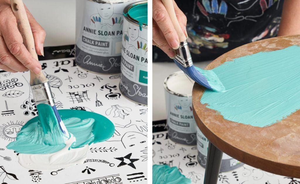 How to paint a Malachite Effect Table Top painted by Annie Sloan with Chalk Paint® in Florence and Amsterdam Green from The Colourist Issue 3 step 1 and 2