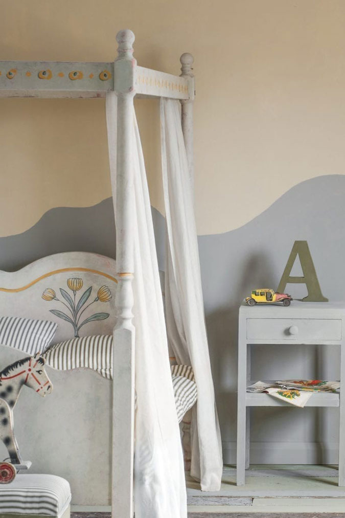 Neutral Swedish Childrens Bedroom painted with Chalk Paint® by Annie Sloan