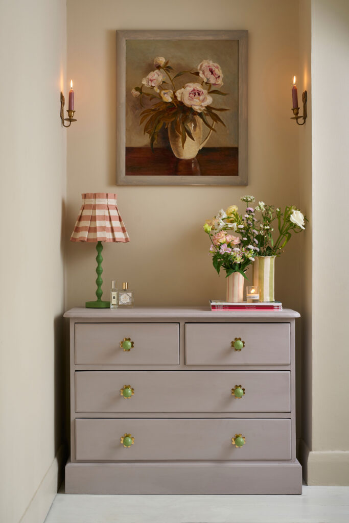 Paloma Chalk Paint used on a chest of drawers in a bedroom