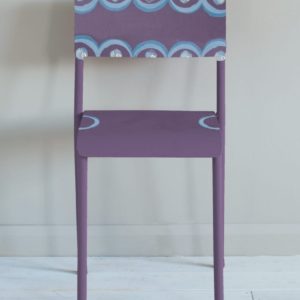 Annie Sloan with Charleston Decorative Set in Rodmell modern patterned chair with Greek Blue and Original