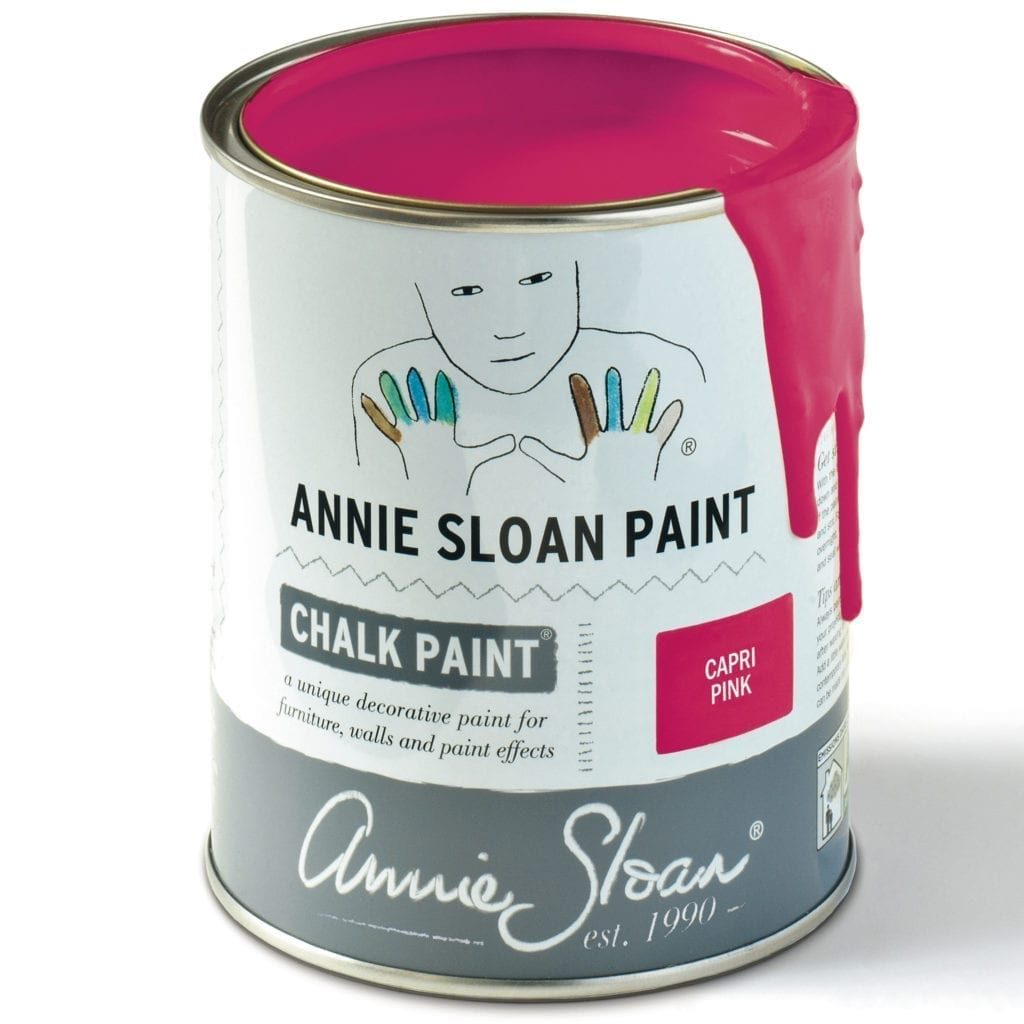 1 litre tin of Capri Pink Chalk Paint® furniture paint by Annie Sloan, a bright, hot pink