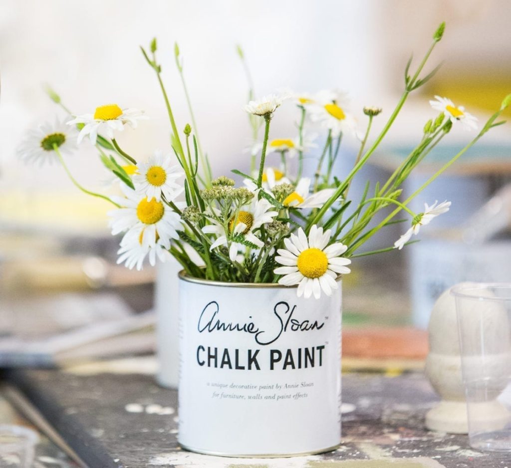 Chalk Paint by Annie Sloan tin vase with flowers