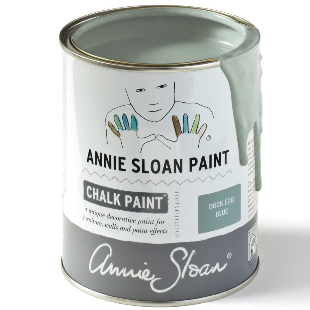 1 litre tin of Duck Egg Blue Chalk Paint® furniture paint by Annie Sloan, a greenish soft blue