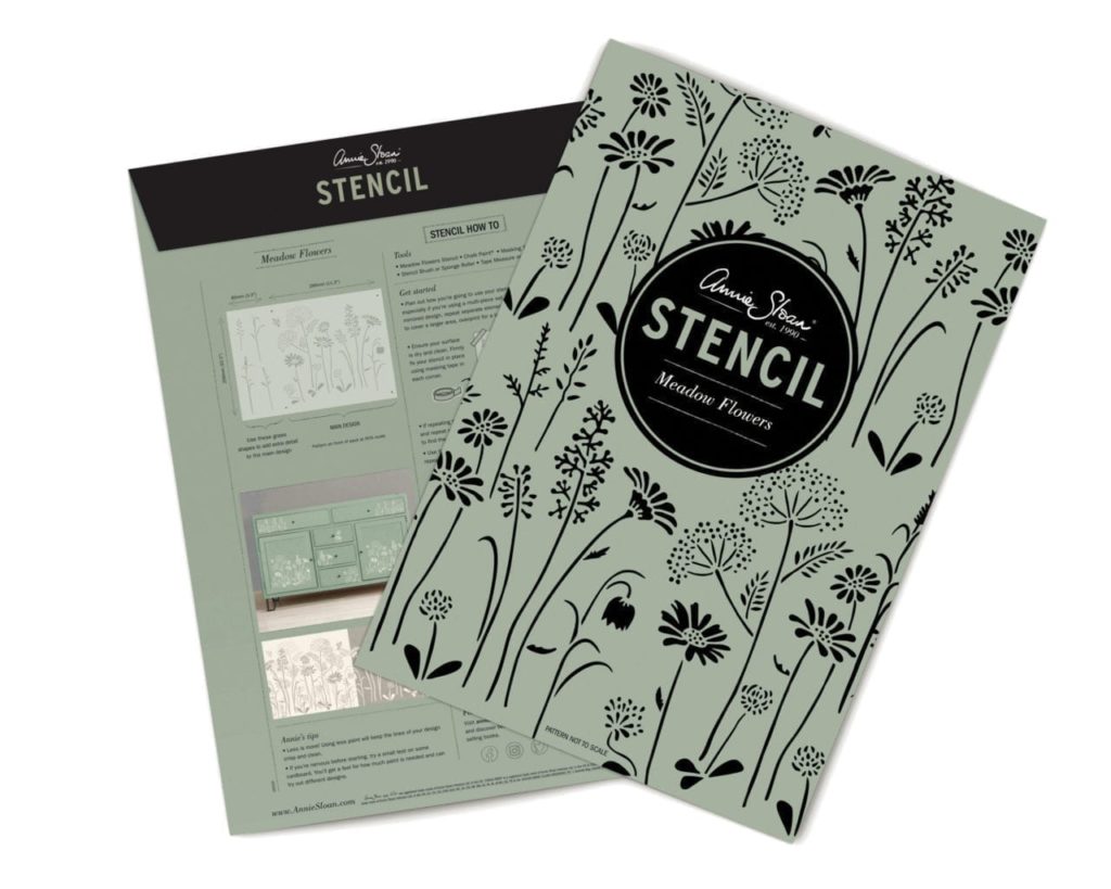 Meadow Flowers Stencil by Annie Sloan packaging front and back