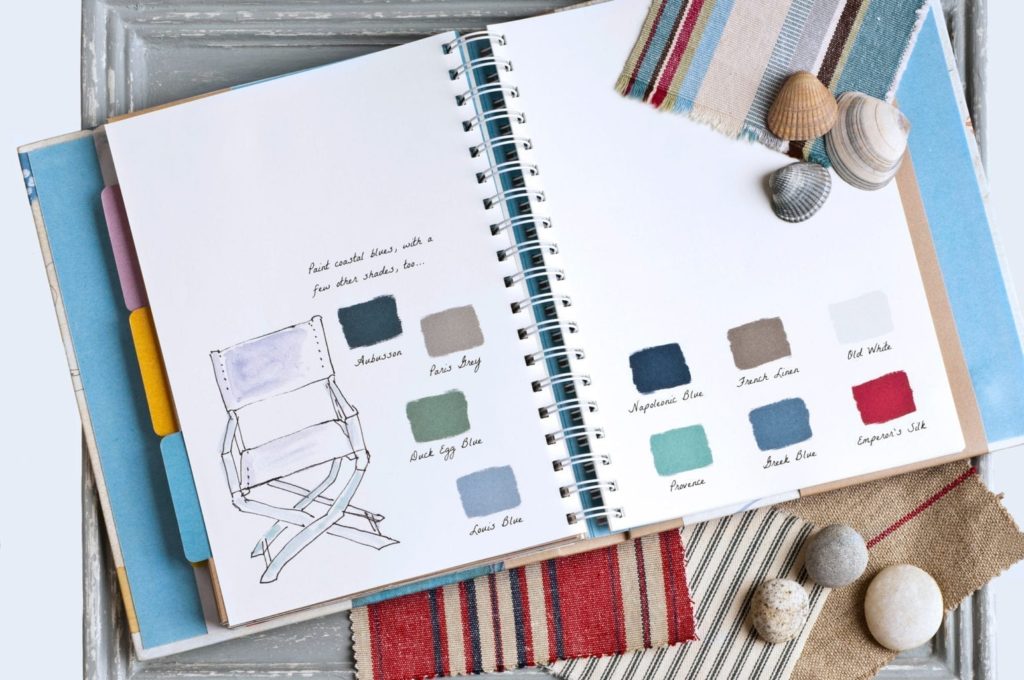 Pages from Annie Sloan's Chalk Paint® Workbook on coastal style