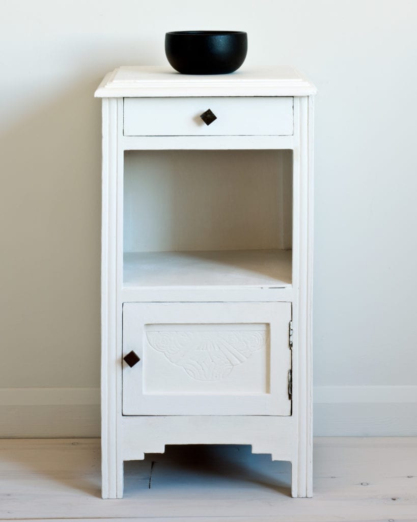 Side table painted with Chalk Paint® furniture paint by Annie Sloan in Pure, a clean white