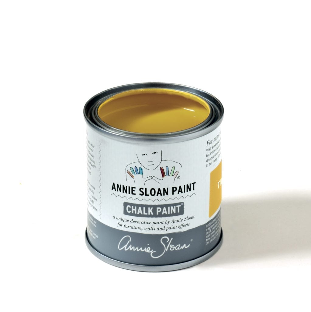 120ml tin of Tilton Chalk Paint® furniture paint by Annie Sloan, a bright, earthy mustard yellow