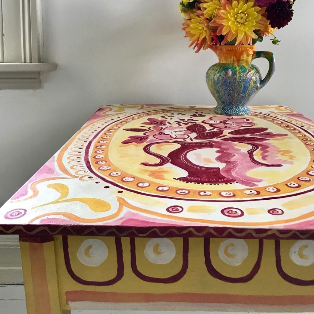 Table painted with a Annie Sloan with Charleston Decorative Paint Set in Tilton by Stockist Deborah Meredith from Tea and Roses