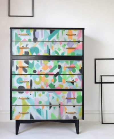 Abstract Confetti Tallboy by Annie Sloan Painter in Residence Chloe Kempster of Maisies House painted with Chalk Paint