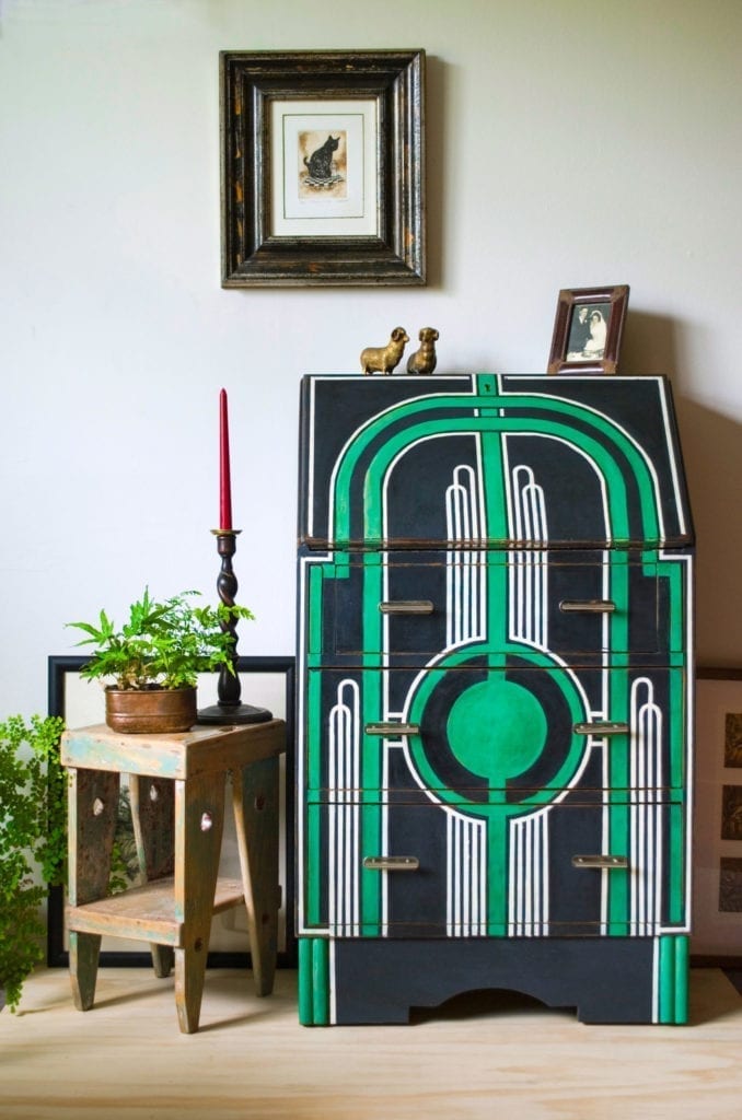 Art Deco Bureau by Annie Sloan Painter in Residence Jeanie Simpson painted with Chalk Paint® by Annie Sloan
