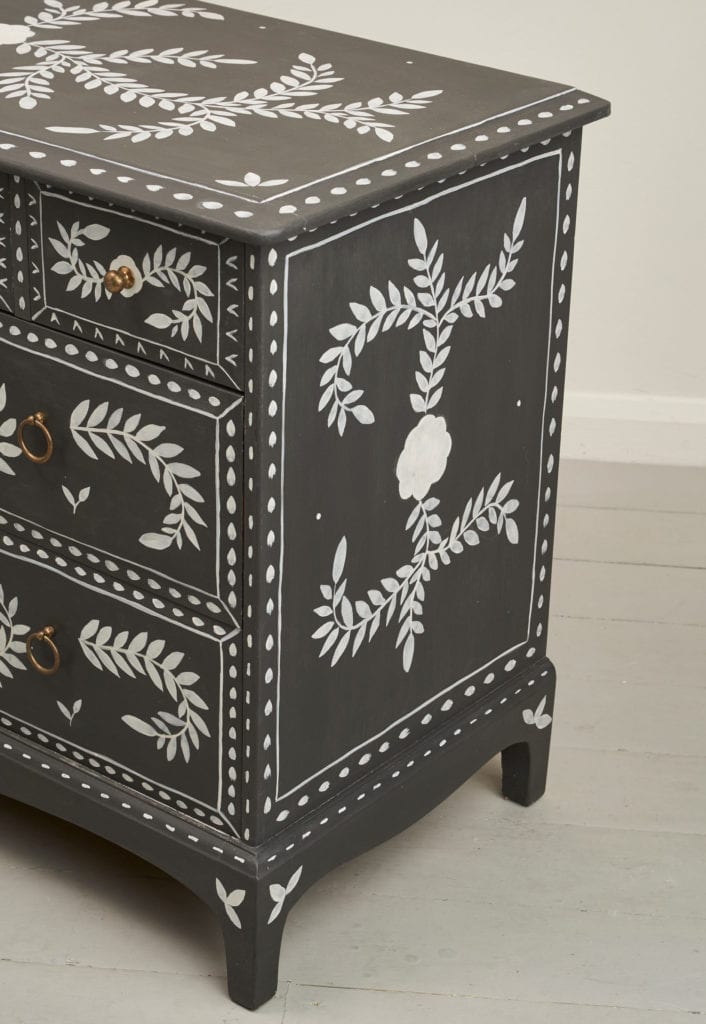 Faux Bone Inlay Drawers by Dominique Malacarne painted with Chalk Paint® and Pearlescent Glaze by Annie Sloan from The Colourist Issue 4