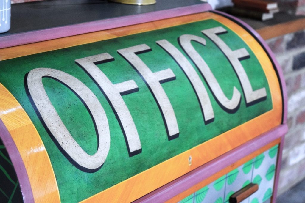 Botanical Office Roll Top Desk by Annie Sloan Painter in Residence Jonathon Marc Mendes painted with Chalk Paint®