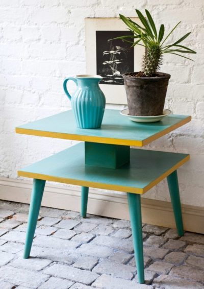 Heal's Table painted with Chalk Paint® by Annie Sloan in Provence and English Yellow and Lacquer