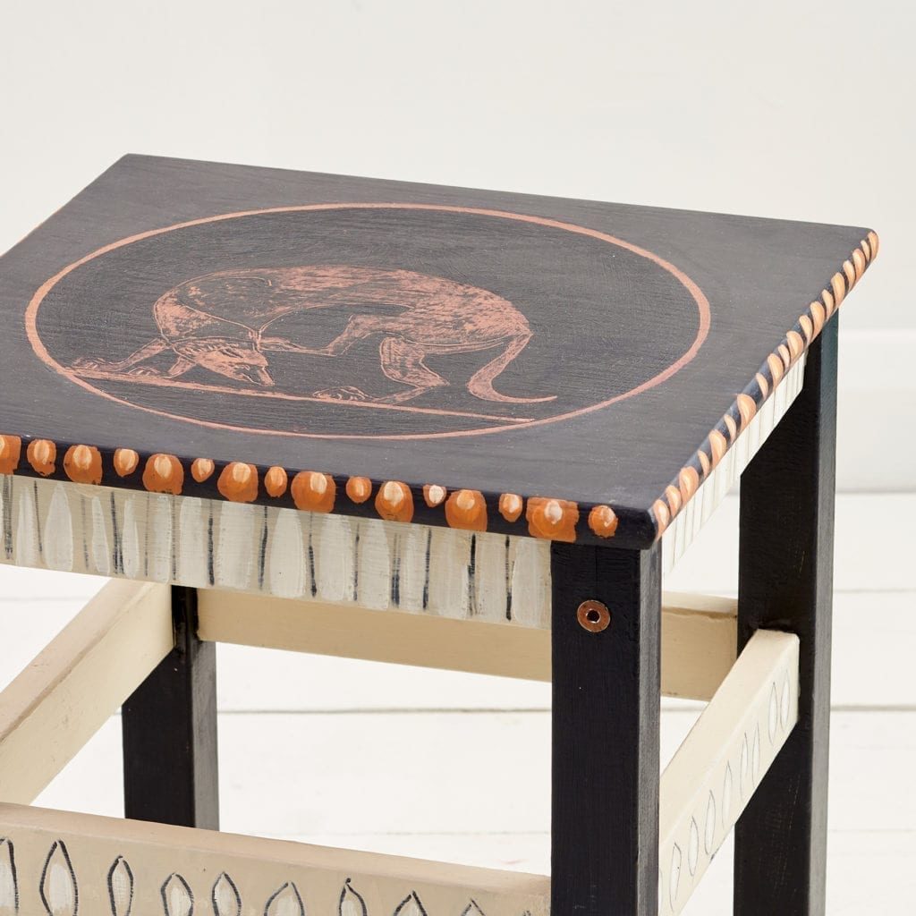 IKEA stool painted with Chalk Paint® furniture paint by Annie Sloan in Athenian Black, inspired by Ancient Greek pottery from the Ashmolean museum in Oxford