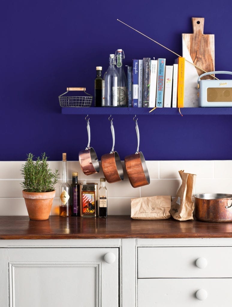 Napoleonic Blue Kitchen painted by Annie Sloan with Chalk Paint® in French Linen Cabinets