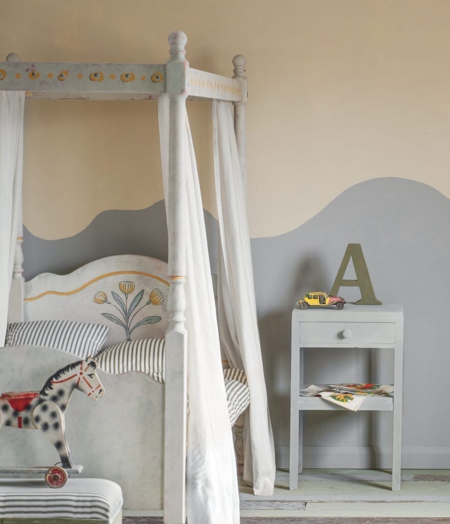 Neutral Swedish Childrens Bedroom painted with Chalk Paint® by Annie Sloan