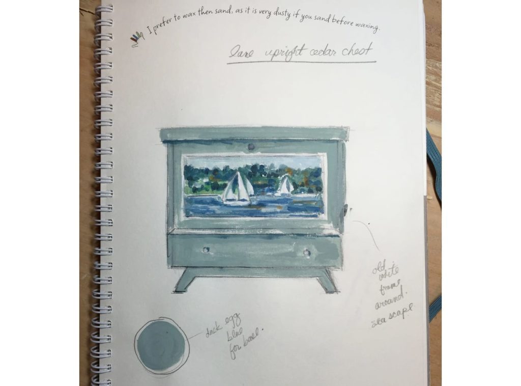 Riverscape by Annie Sloan Painter in Residence Karen Donnelly painted with Chalk Paint® in Duck Egg Blue sketchbook design