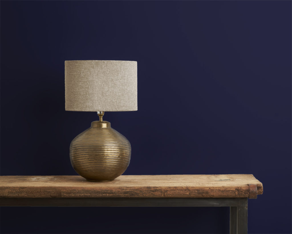 Annie Sloan Wall Paint Oxford Navy with Brass Lamp