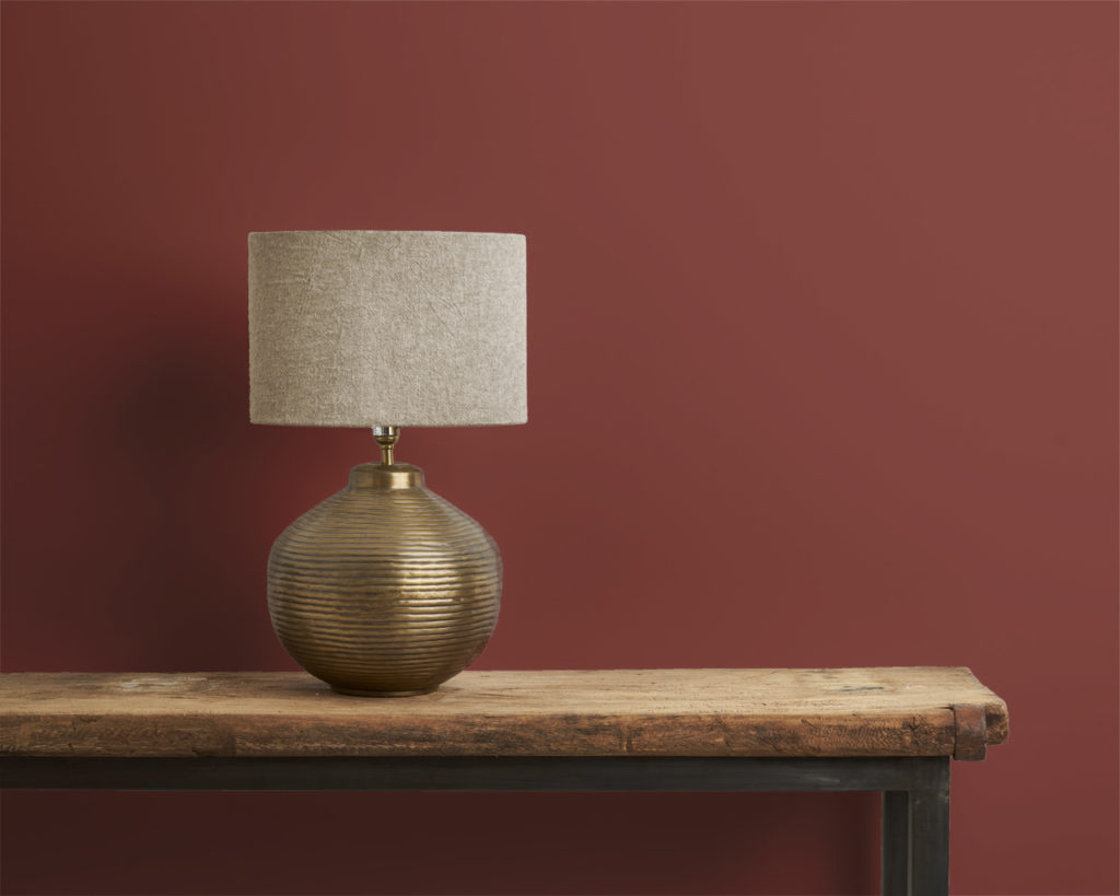 Annie Sloan Primer Red Wall Paint with Brass Lamp