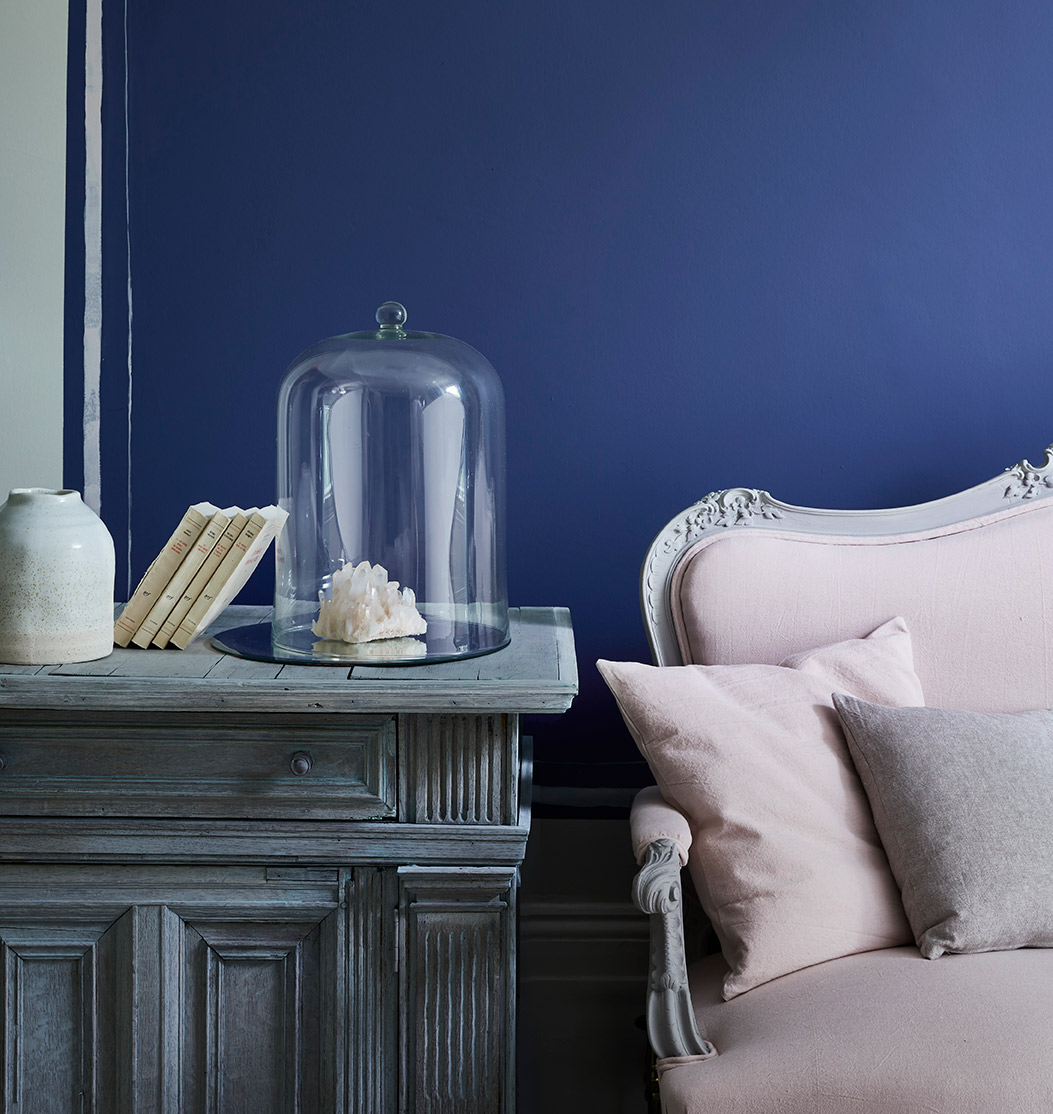 Wall painted in Napoleonic Blue by Annie Sloan