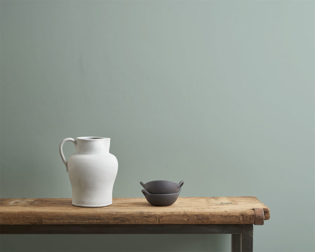 Annie Sloan Wall Paint Upstate Blue with White and Black Pots